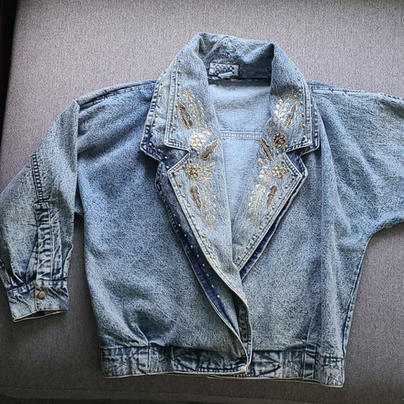 Vintage Pretty Bleu Oversized Jean Jacket - Picture 1 of 4